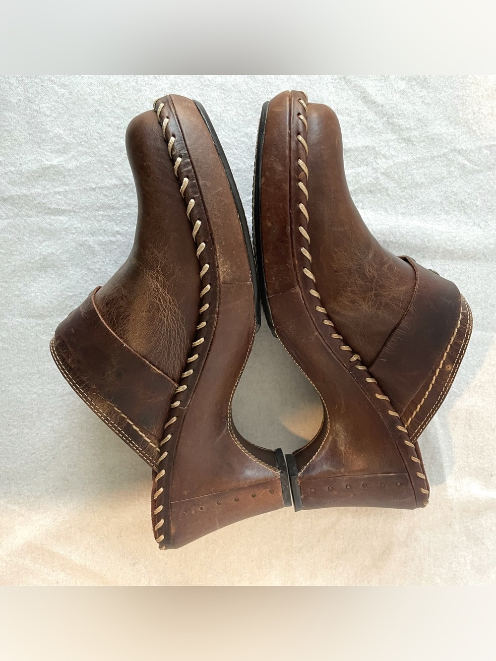 Frye Women’s Brown Leather Clog Mule Boot Slip-On Buckle Strap Ankle 8M - Picture 5 of 8